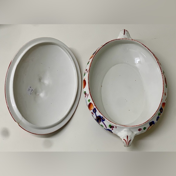 19th Century Antique Gaudy Welsh Oyster Pattern Allertons Marked Lidded Tureen - Picture 6 of 16